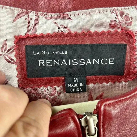 Women's Red Leather Jacket - Picture 8 of 8